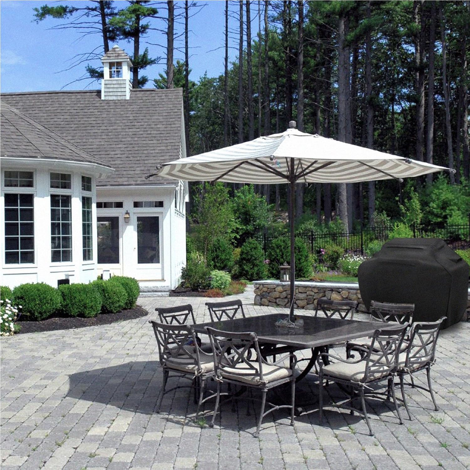 PEP STEP BBQ Cover Black 52 Inch Extra Durable Poly Material Grill Cover Waterproof Barbeque Cover Heavy Duty Barbecue Cover Accessories Windproof Cover Grill Fits Any Popular Brand