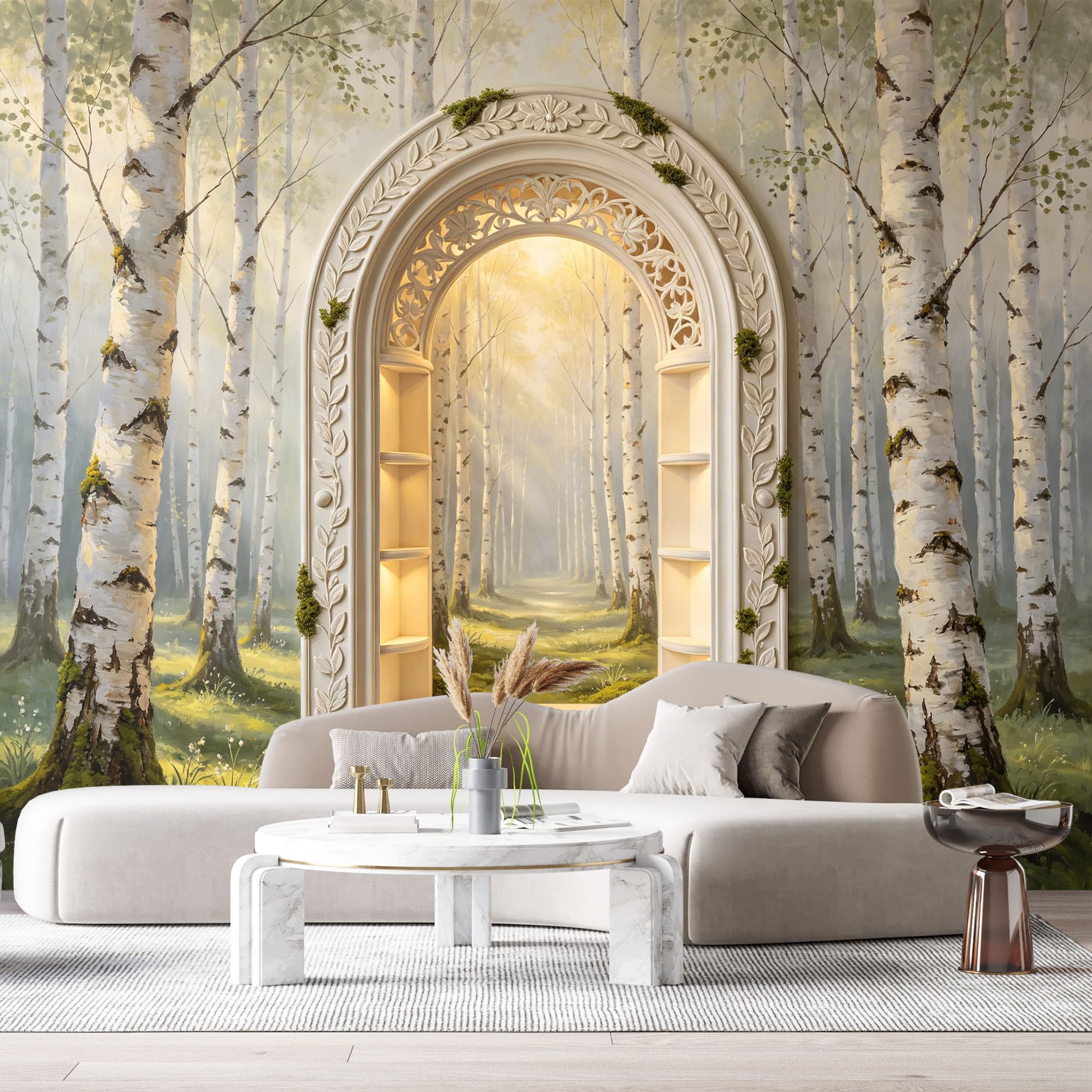 Custom Size Wall Murals Enchanted Forest Archway Floral Vine 3D Trompe L'Oeil SelfAdhesiveWall Fabric Removable Wallpaper Wall Decor for Living Room Bedroom Bathroom