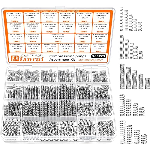Dianrui 300PCS Compression Springs Assortment Kit 23 Different Sizes Small Spring 304 Stainless Steel Mechanical Mini Springs for DIY Repair Project