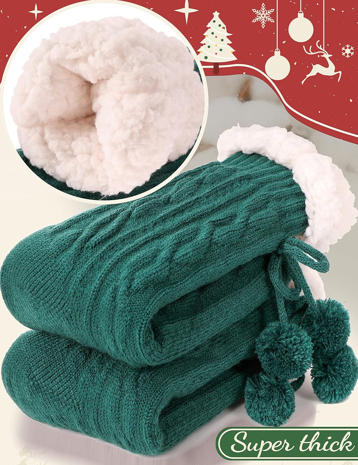 ANTSNAG Womens Slipper Socks Fuzzy Fluffy Cabin Cozy Winter Thick Warm Comfy Fleece Soft Grips Christmas Socks - Image 3