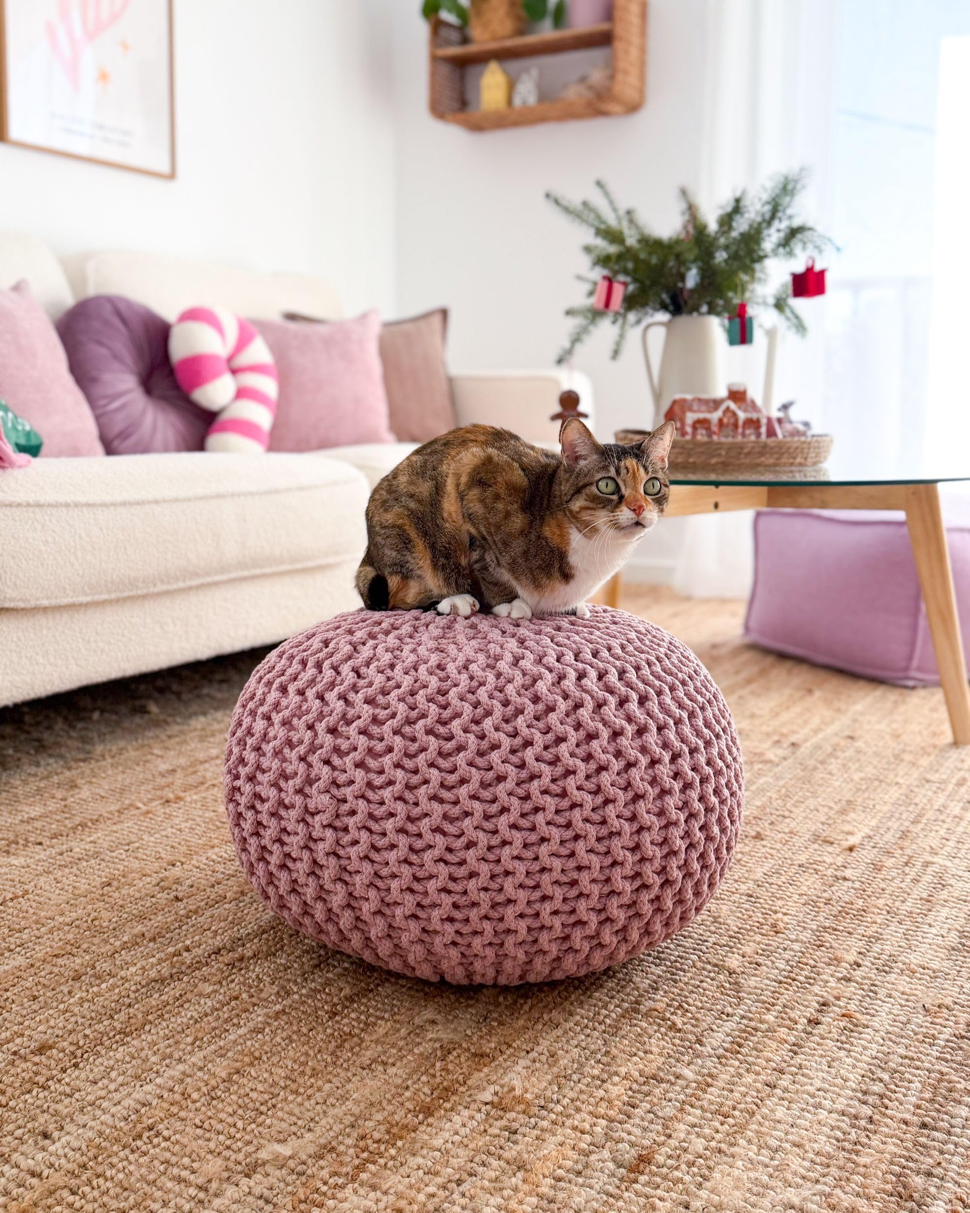 Beliani Trendy Ottoman in Rosa Baumwolle 50x35 cm Conrad