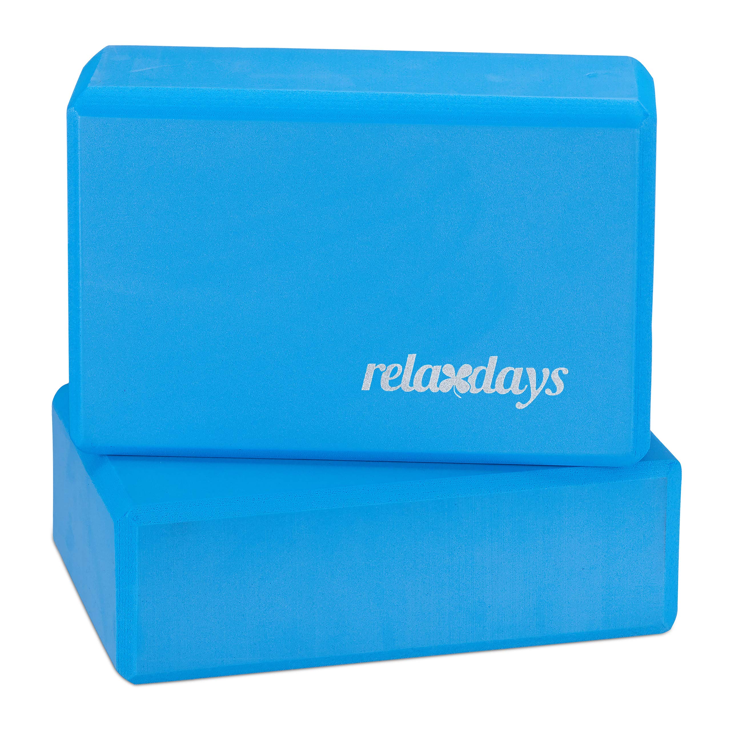 Relaxdays Set da 10 Blocchi per Yoga, Mattoncini per Esercizi, in Gommapiuma, Antiscivolo, HxLxP 8x23x15 cm, Blu
