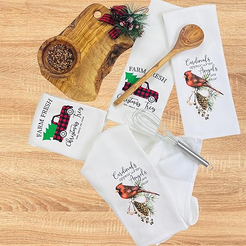 Vista 26 de Toallas de mano de cocina navideñas: ten una feliz Navidad en tejido plano y colorido estampado de flor de pascua en tejido de espiga, 100% algodón