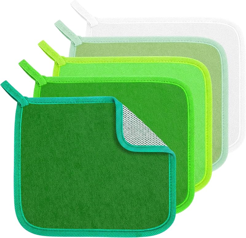 Tatuo Toalhas Esfoliantes para Rosto e Corpo, Verdes, Pacote com 5