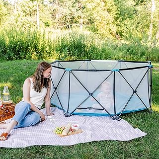Regalo Safety My Play Deluxe Extra Large Baby Playpen & Portable Play Yard, Foldable 8-Panel Indoor Outdoor Playpen for Babies & Toddlers, Mesh Sides, Washable Nylon Bottom, 62