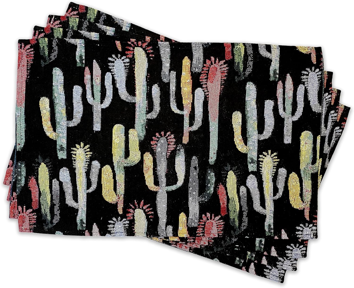 Watercolor Cactus Placemats (Set of 4) (13" x 19") Mid Century Woven Placemats Botanical Garden Tapestry Machine Washable Place Mats for Dinner Table Mats 19 inches (Watercolor Cactus)