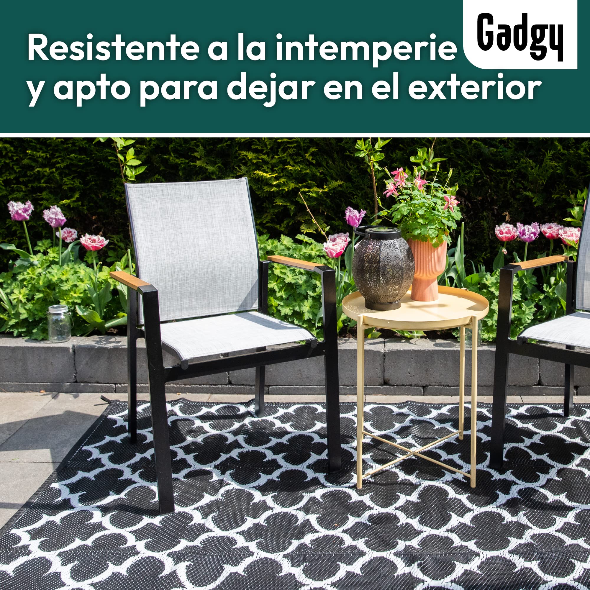 Gadgy Alfombra Exterior Resistente a la Intemperie Elegante Alfombra de Balcón Impermeable y Resistente a los Rayos UV - Reversible Incluye Bolsa de Transporte - 230x160cm