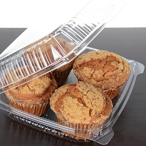 Miniatura 25 de Daxwell 8 x 8 x 3 pulgadas con bisagras de plástico (OPS) recipientes para llevar, microondas, E10005891 (caja de 200)