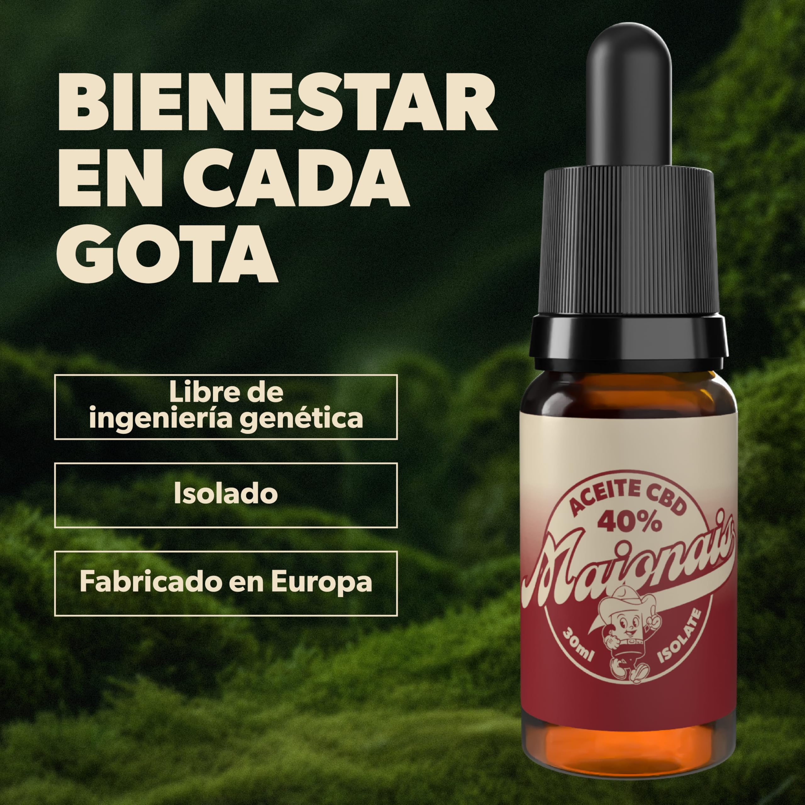 Aceite de Cañamo Isolated 40% | Máxima Potencia 30ml | Máxima Pureza | 0% THC | Oil Orgánico y Testado en Laboratorio | Certificado CPNP