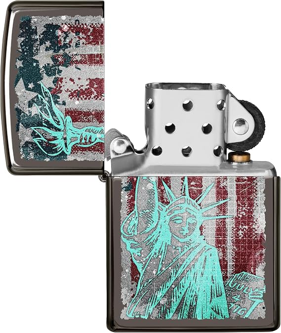 Zippo Statue of Liberty Design Black Ice Pocket Lighter