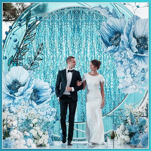 Miniatura 5 de Newwiee 10 cortinas onduladas con flecos de papel de aluminio de oropel de 3.3 pies x 6.6 pies, telón de fondo metálico con flecos de papel de