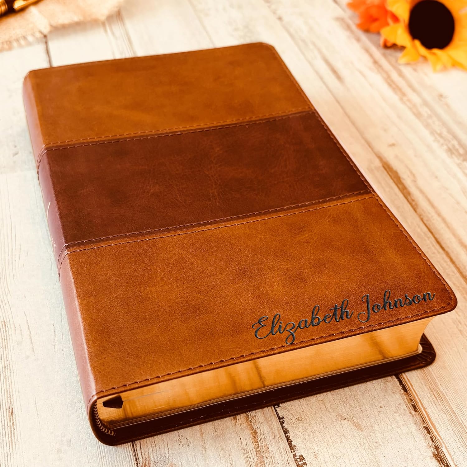 STARKENBURG COMPANY Personalized KJV Bible with Name Engraved, Large Print Reference Indexed Bible, Custom Engraved Name, King James Version Baptism Gifts