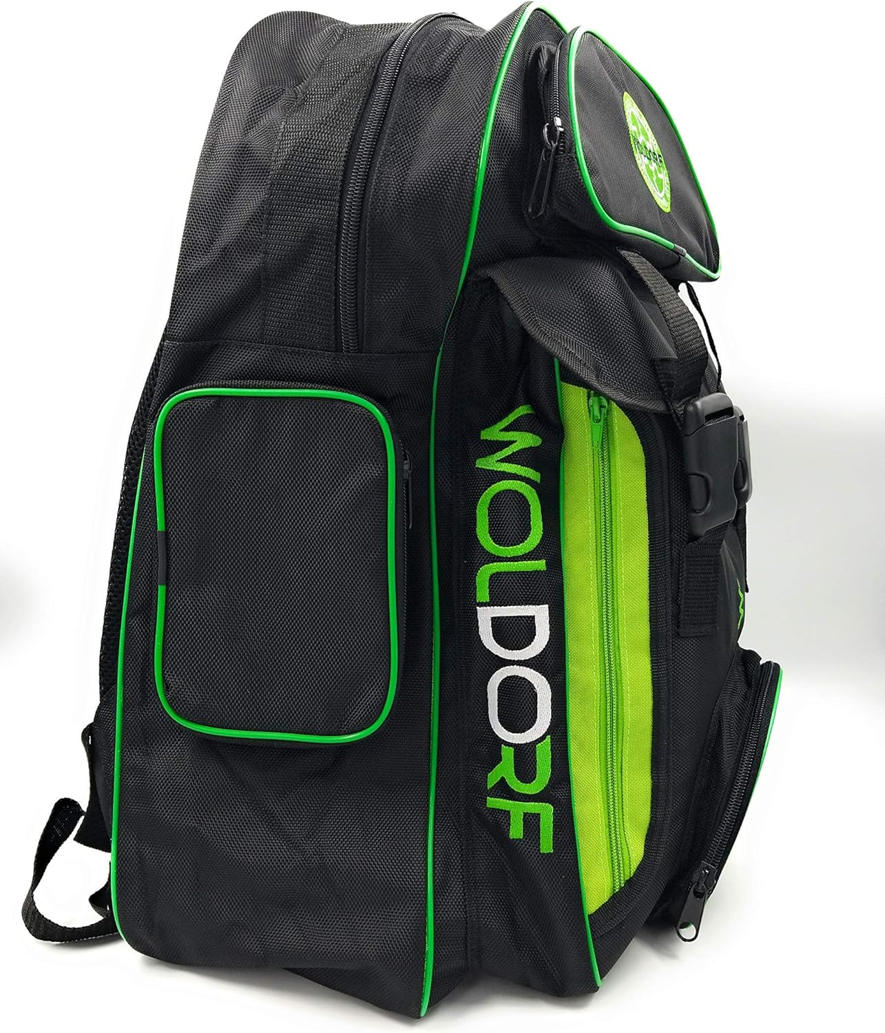 Nylon Waterproof Backpack with Spacious Mesh Compartments - Amazing Heavy Duty Backpacking for BJJ Training, Gym, Hiking and Best for Laptop Storage - Black Green Large
