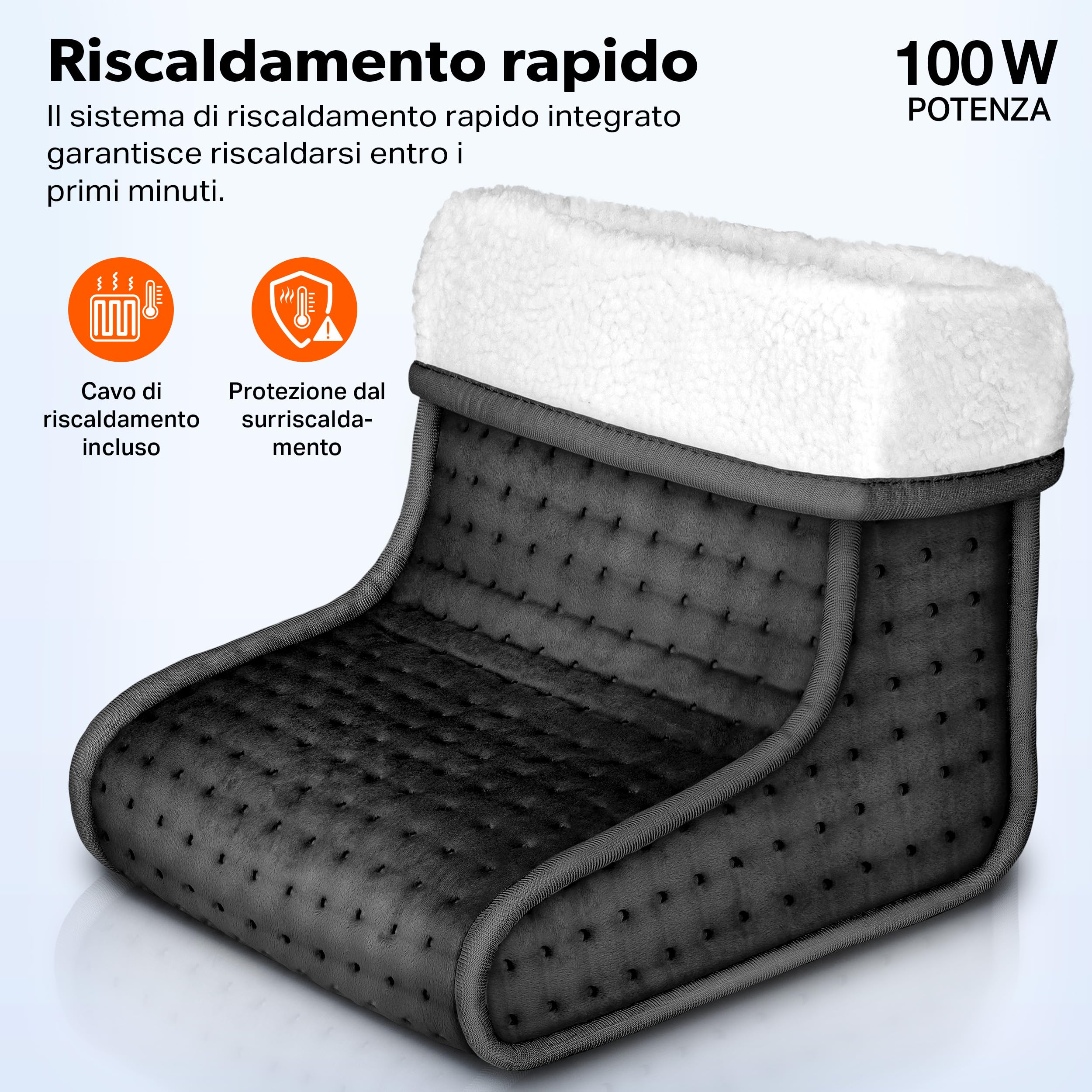 sinnlein Scaldapiedi Anthracite | Riscaldamento Elettrico dei Piedi | 6 Livelli di Temperatura | Pantofole Riscaldante da Piedi | Spegnimento Automatico | Protezione da Surriscaldamento