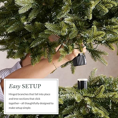 Miniatura 5 de Balsam Hill Stratford Spruce - Árbol de Navidad artificial delgado con follaje de aguja real y soporte de primera calidad para espacios pequeños,