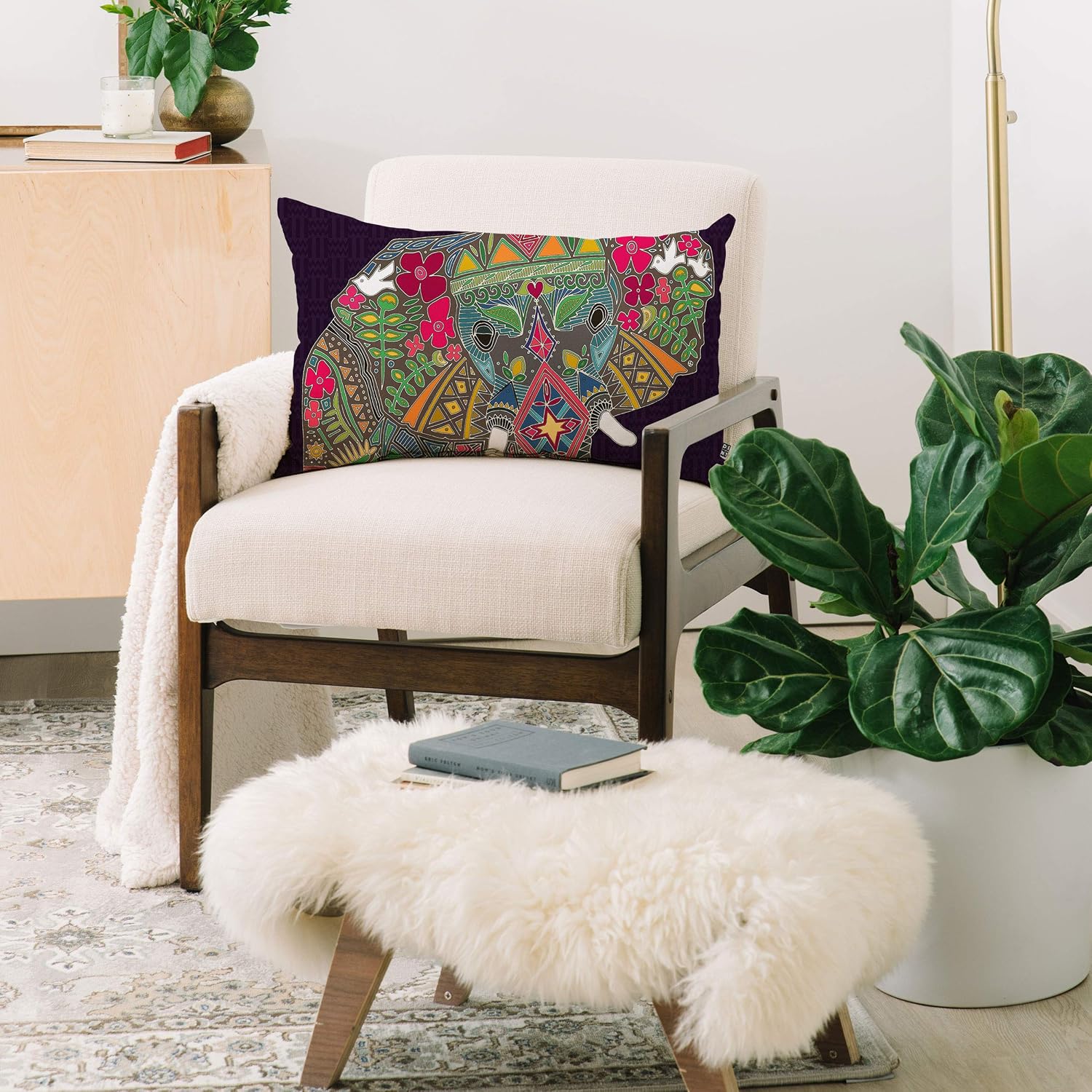 Deny Designs Shanon Turner Painted Elephant Oblong Throw Pillow, 23" x 14", Purple
