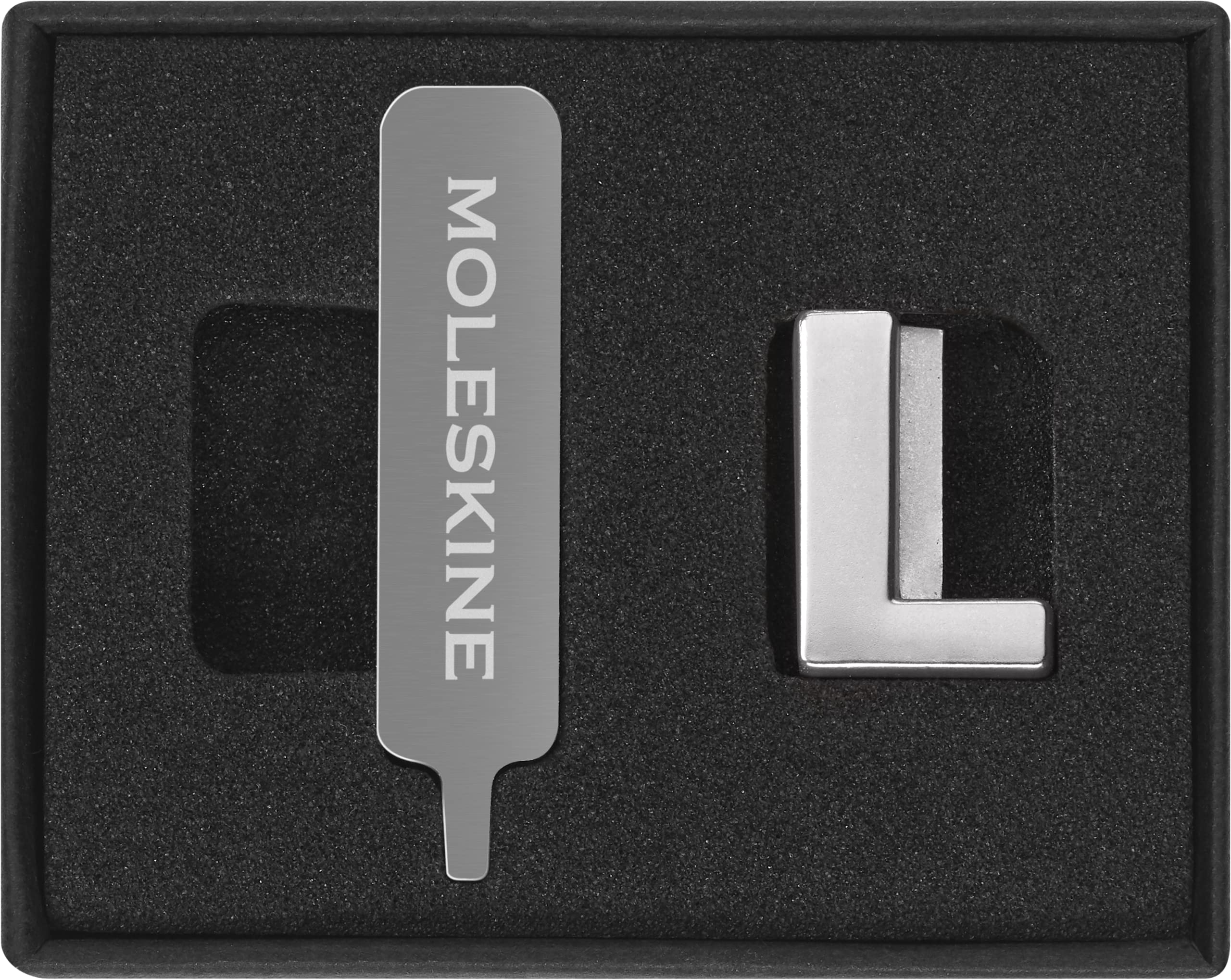 Moleskine Przypinka do notatnika lub planera litera L, przypinka z literą, dostosuj elastyczne zamknięcie, specjalny spersonalizowany prezent, kolor srebrny