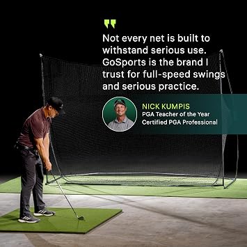 GoSports Golf Practice Hitting Net - Choose Between Huge 10'x7' or 7'x7' Nets -Personal Driving Range for Indoor or Outdoor Use - Designed by Golfers for Golfers
