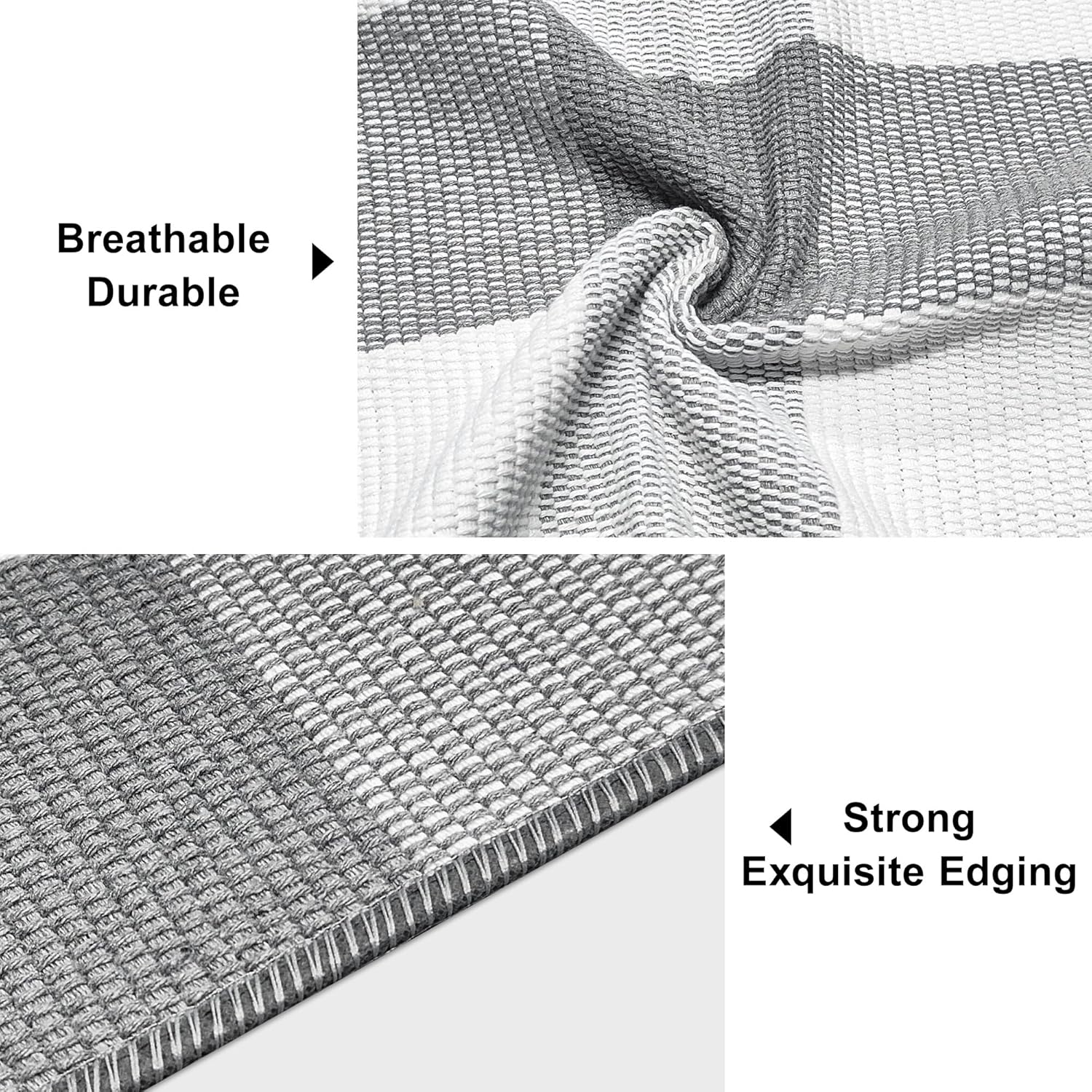 Buffalo Plaid Runner Rug 2x6 Feet Grey and White Checkered Runner Rug Cotton Woven Farmhouse Floor Mat Washable Rugs for Hallway Kitchen Laundry Bedroom Living Room