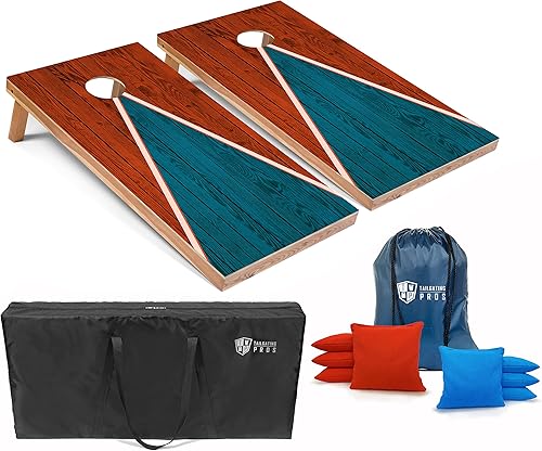 Tailgating Pros Juego de 8 bolsas de Cornhole con bolsa de 4 x 2 pies, multicolor de pirámide de cornhole multicolor