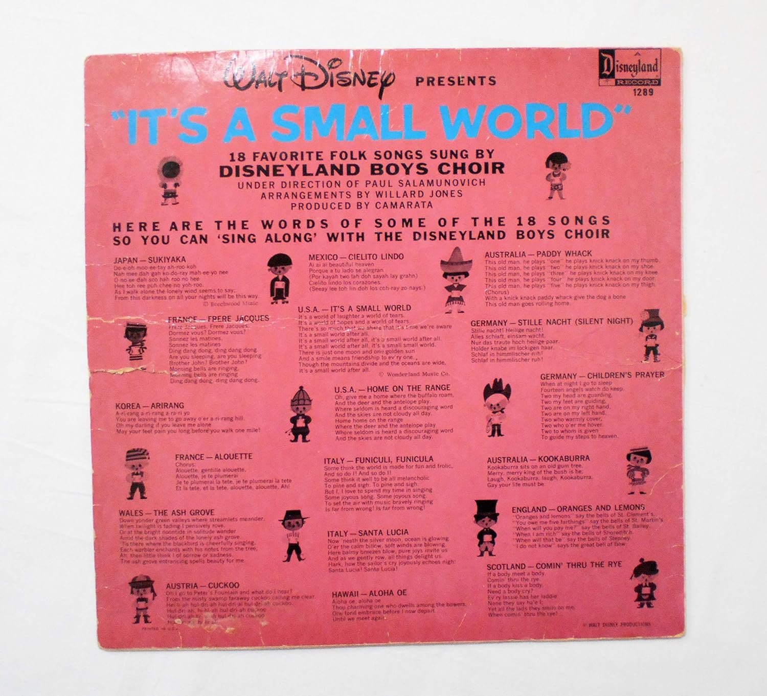Amazon イッツ ア スモールワールド Walt Disney Presents It S A Small World 中古レコード ジャンク品扱いで Disneyland Record Copyright 1965年 通販