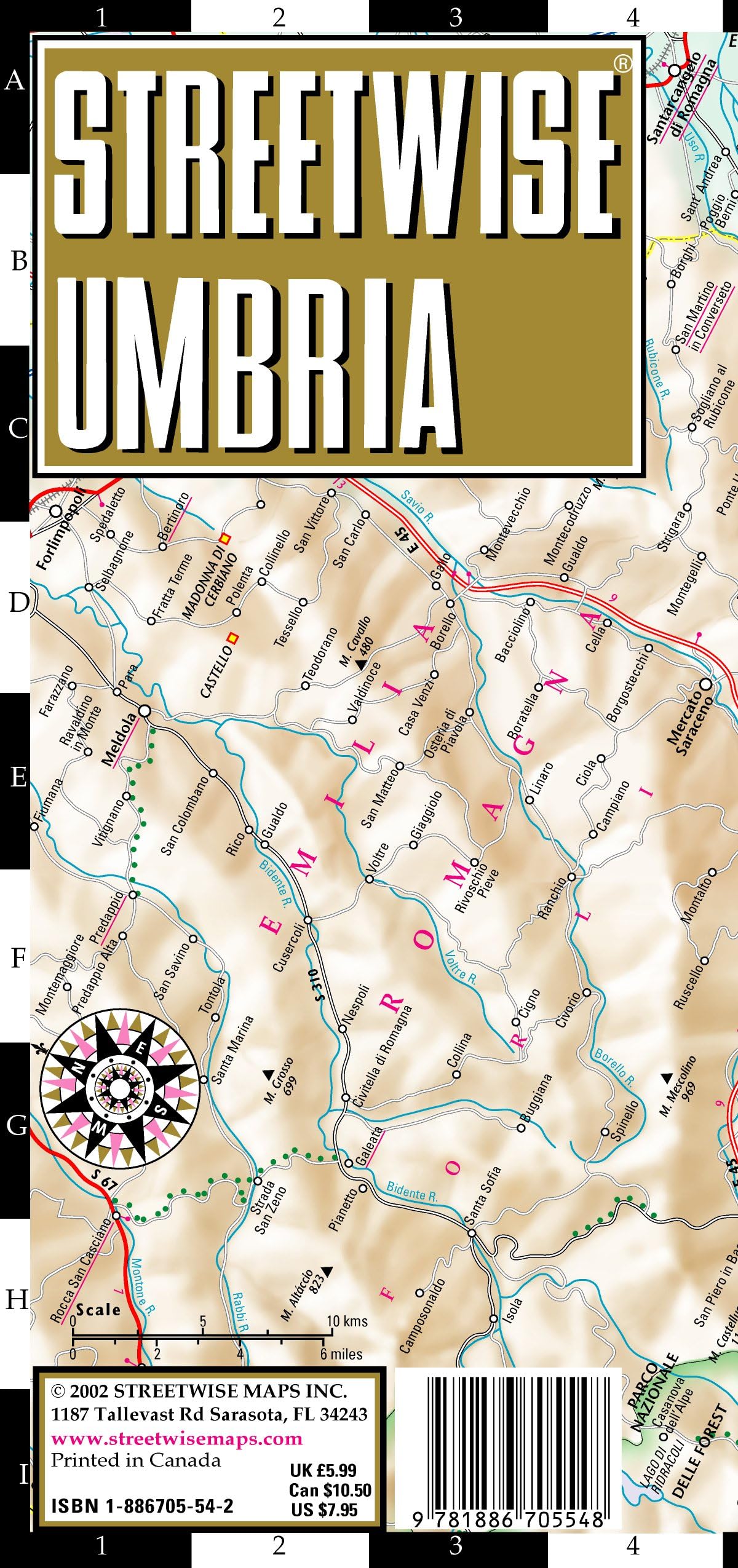 Streetwise Umbria Map - Laminated Road Map of Umbria, Italy - Folding pocket size travel map