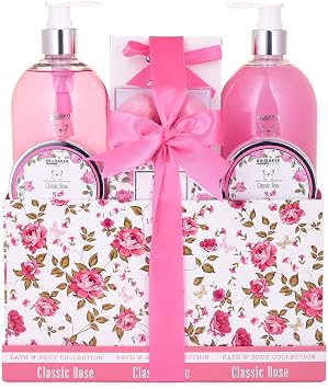 BRUBAKER Cosmetics Luxury Bath & Body Gift Set - Rose Scent - 13 Pcs Spa Gift Basket for Women and Men