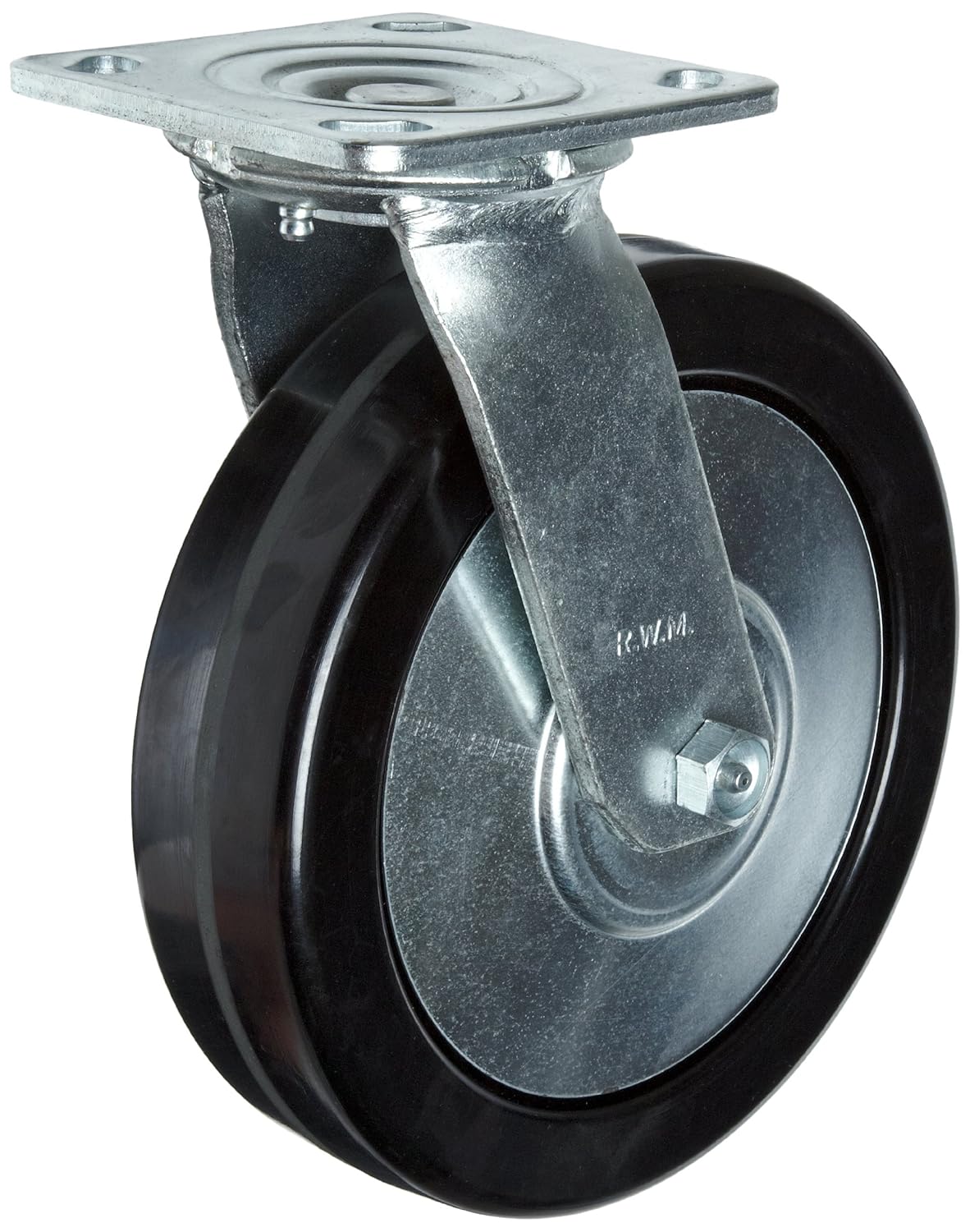 46 Series Plate Caster, Swivel, Thread Guard, Phenolic Wheel, Roller Bearing, 1200 lbs Capacity, 8 Wheel Dia, 2 Wheel Width, 9-1/2 Mount Height, 4-1/2 Plate Length, 4 Plate Width