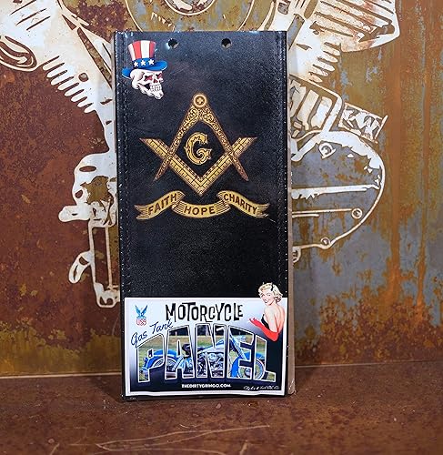 Miniatura 2 de The Dirty Gringo Francmasón Fe Esperanza Caridad Harley Davidson Cuero Tanque de Gas Panel Babero Softail