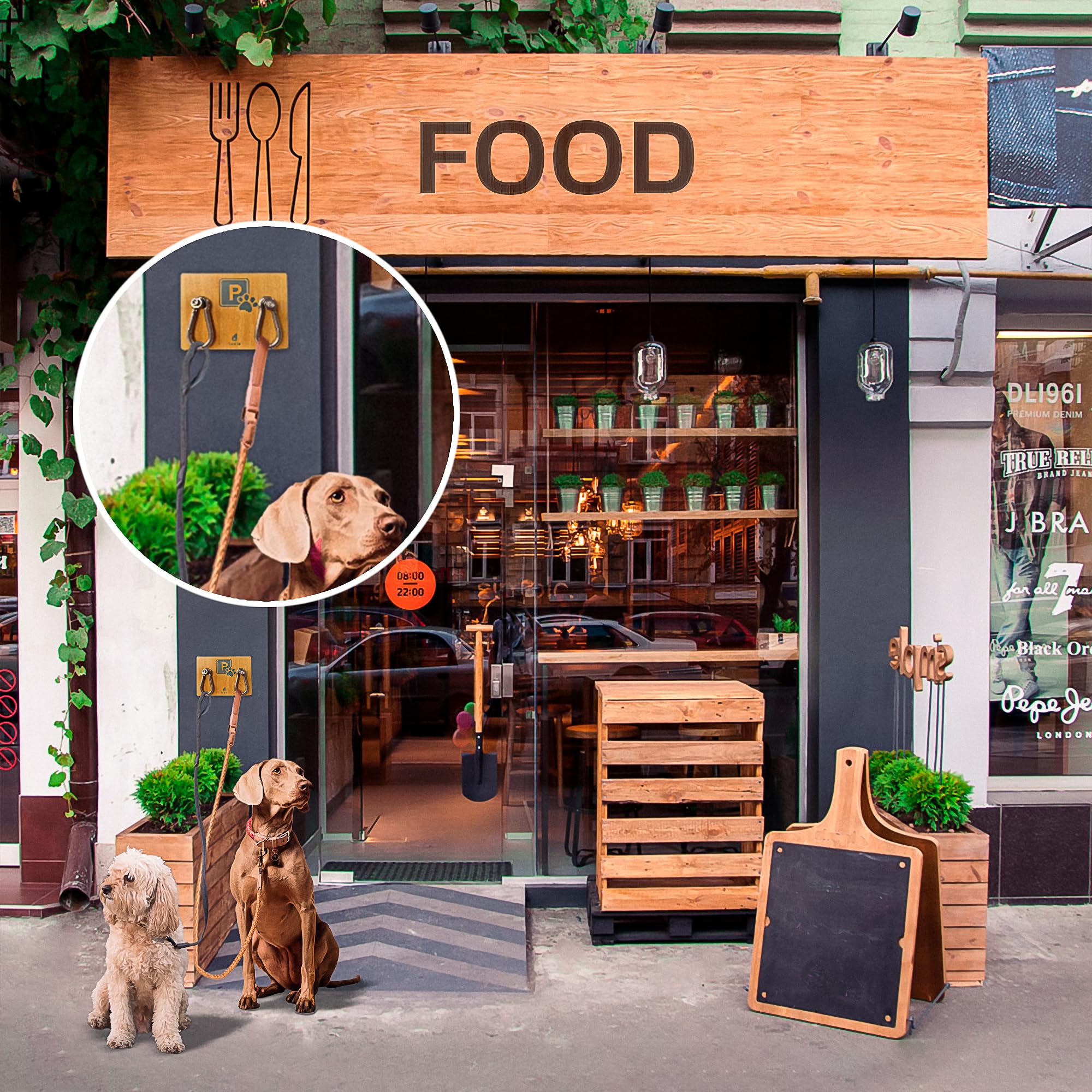 toots, Stainless Steel Dog Park Wall (15 x 20) with Pet Parking Sign for Store Entrance Wooden Decoration - Image 4