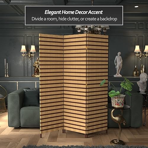 Miniatura 10 de Oriental Furniture - Divisor de ambientes de fibra natural de dos tonos de 6 pies de alto, 6 paneles