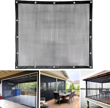 AKON Curtains Track Custom Mosquito Screen Curtain Panels| Made to Order | Patios, Porch, Screen Rooms, Gazebos | Waterproof Tarpaulin