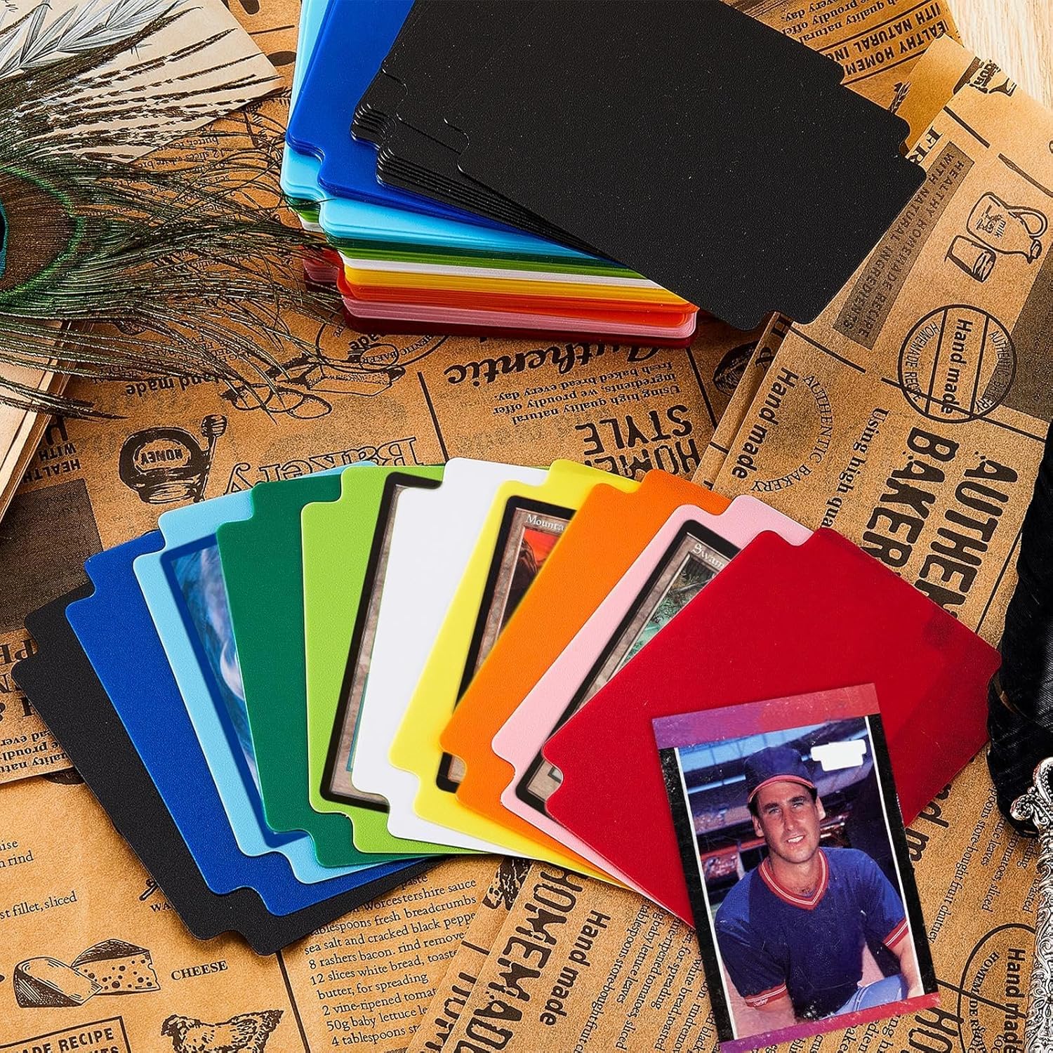 100 Pcs Trading Card Dividers Plastic Card Dividers, Frosted Separator with Tabs Standard Vertical Compatible with MTG Games Sports TCG, 2.7 x 3.8 Inches (Multicolor)