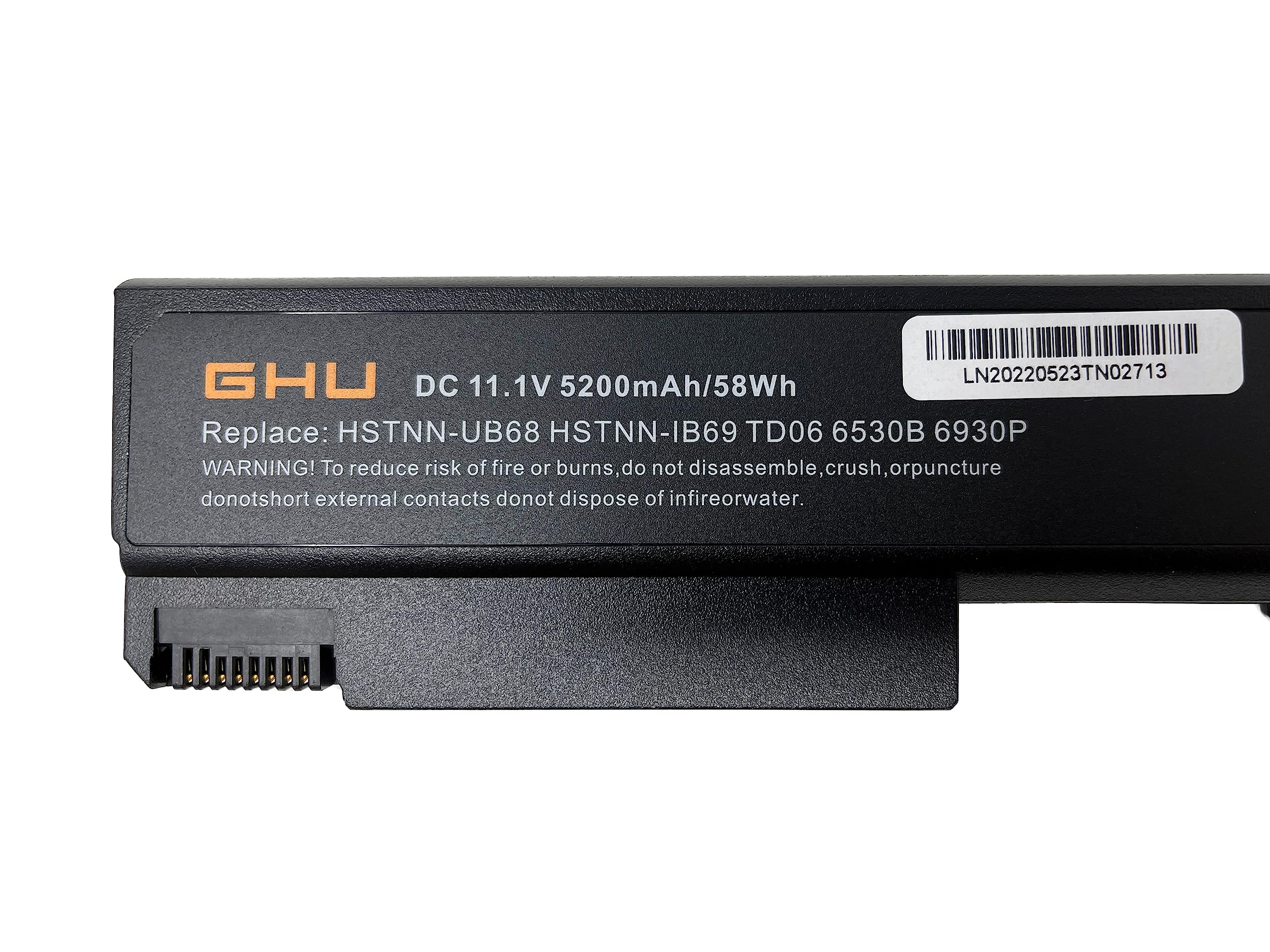 GHU New Battery 58 WH Replacement for 482962-001 486296-001 HSTNN-UB69 HSTNN-IB69 HSTNN-UB68 HSTNN-CB69 TD06 Compatible for Elitebook 6930P 6730B 6530B 6450B 6540B 6550B 6555B 6440B TD09