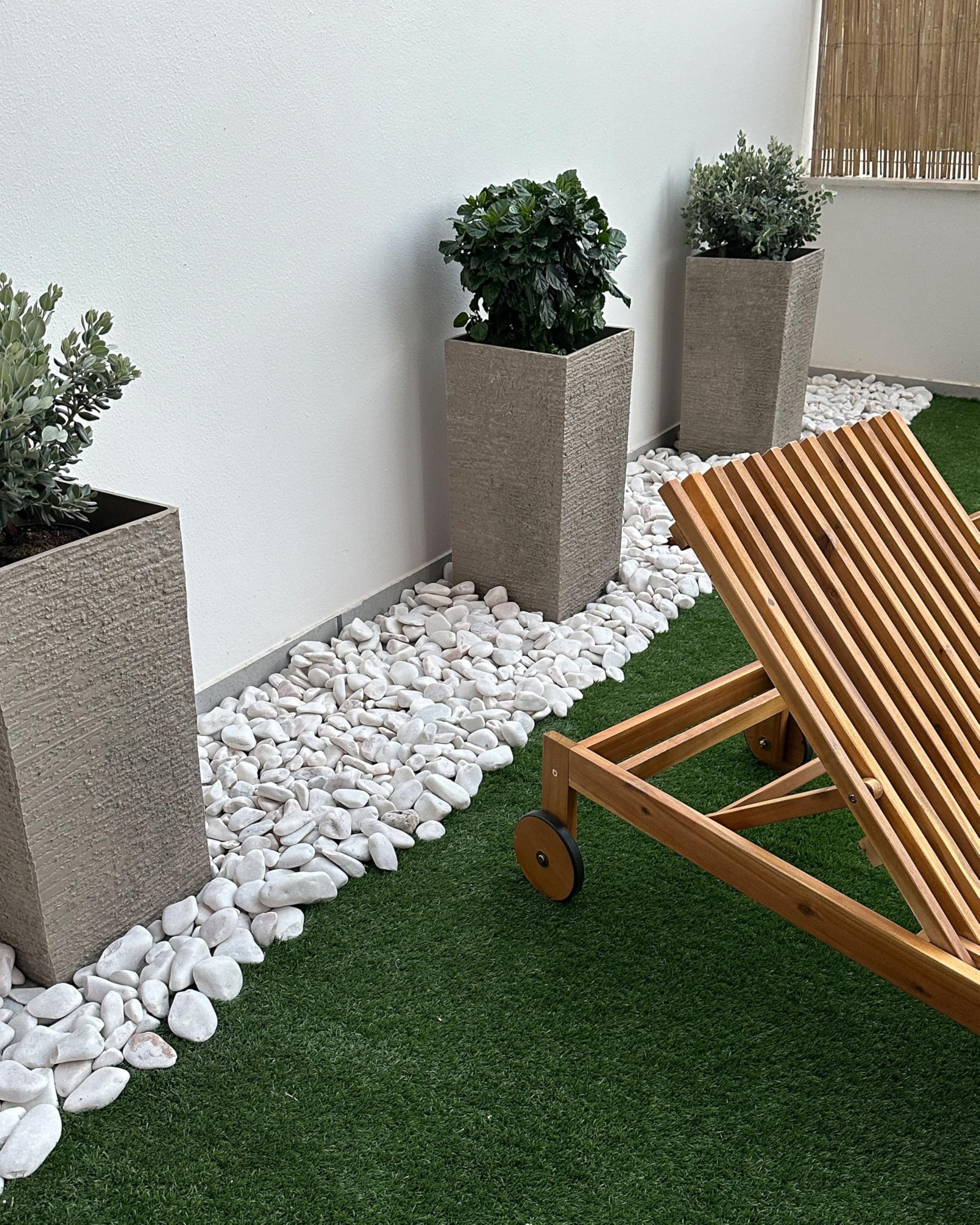 Hoher Blumentopf beige 35x35x70 cm Steingemisch Tenno