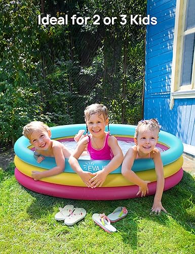 Vista 10 de EVAJOY - Centro de juegos inflable, piscina infantil con tobogán para niños, aspersor, tema de hielo y nieve con muñecas inflables, fácil