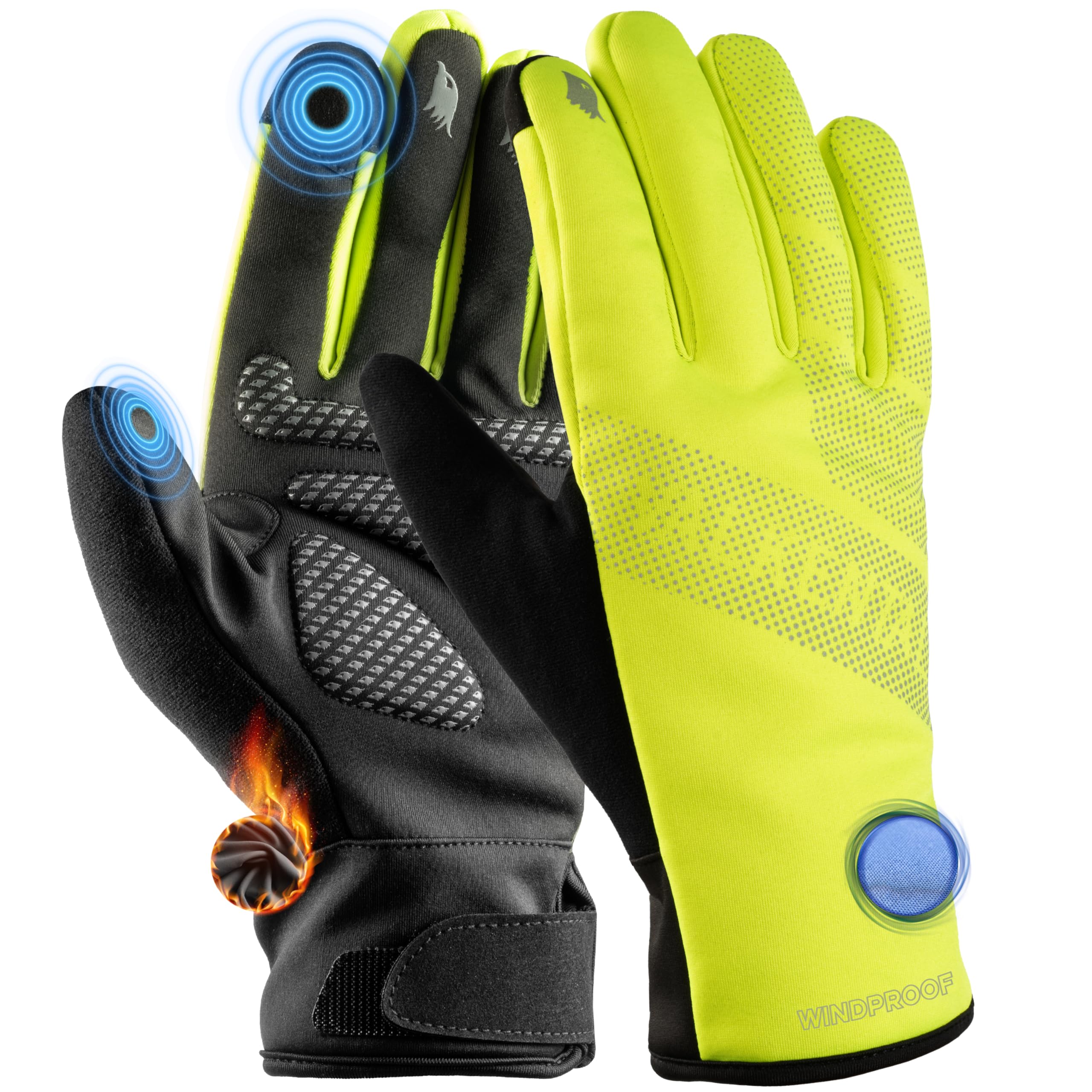 Valkental® GloRider - Guantes de ciclismo resistentes al viento, acolchados y adherentes | Guantes de invierno y guantes de transición [hombres y mujeres] con función táctil - GloRider