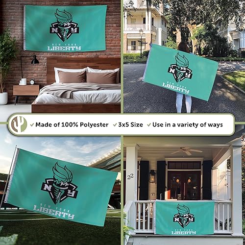 Miniatura 9 de Desert Cactus Bandera de la Libertad de Nueva York NY Team WNBA 100% poliéster para interiores y exteriores 3x5 pies Banderas (negro)