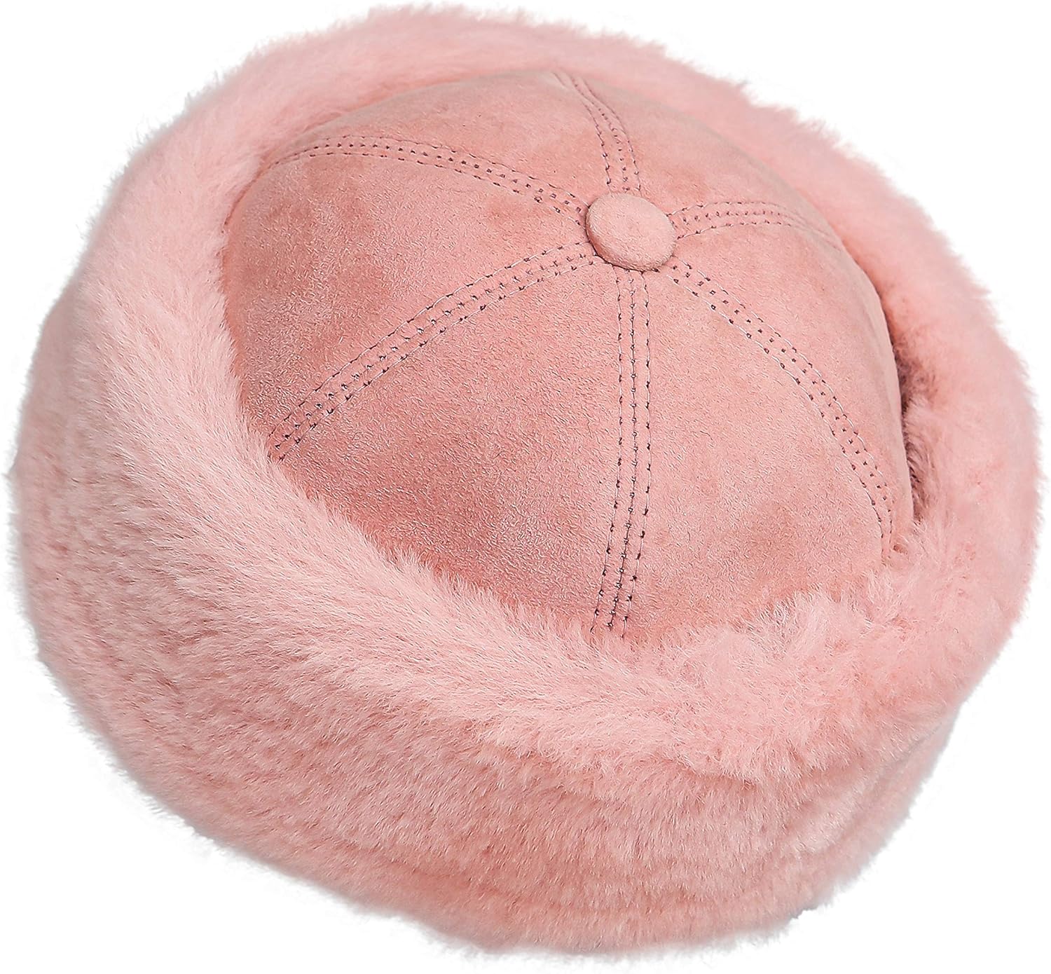 Unisex Shearling Sheepskin Winter Fur Beanie Hat - Image 2