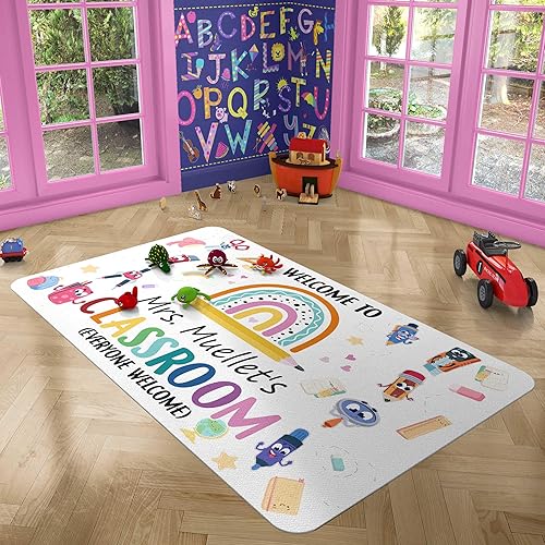 Miniatura 3 de Alfombra de bienvenida para aula, alfombra escolar de 2 x 3, 3 x 5, 4 x 6, 5 x 8, antideslizante, alfombra ABC, alfombra de juegos para aula, sala