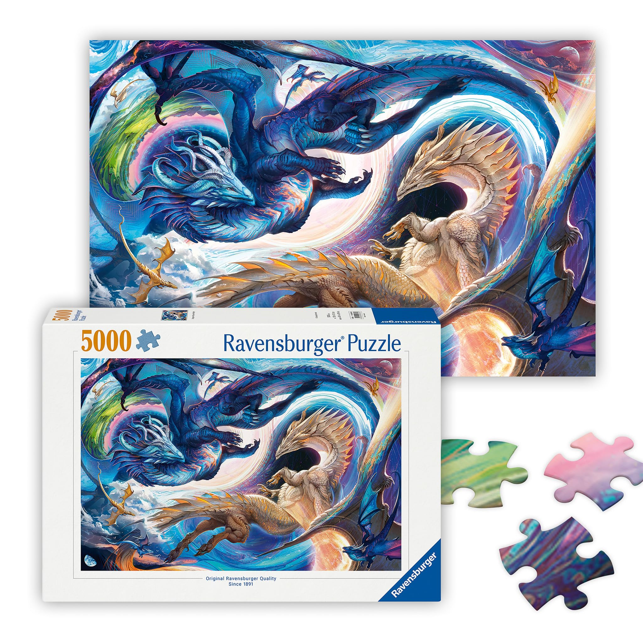 Ravensburger Puzzle 12000813 - Gigantisches Drachenfest zur Tages- und Nachtstunde - 5000 Teile Puzzle für Erwachsene und Kinder ab 14 Jahren, Fantasy-Puzzle