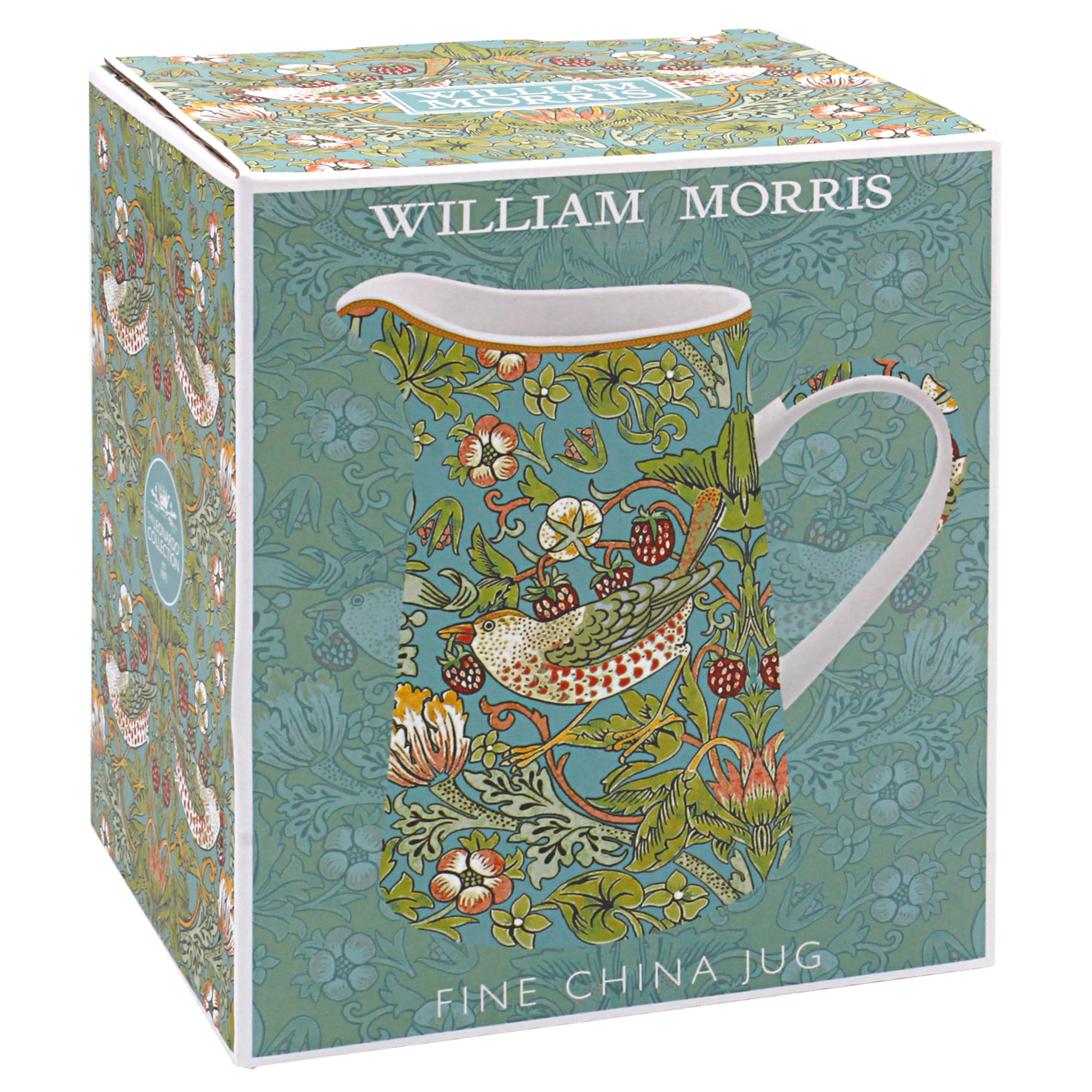 The Leonardo Collection William Morris - Jarra de ladrón de fresas de 500 ml para cocina y hogar, hermosa vajilla de porcelana fina para decoración, duradera y práctica, jarra de crema, leche o agua