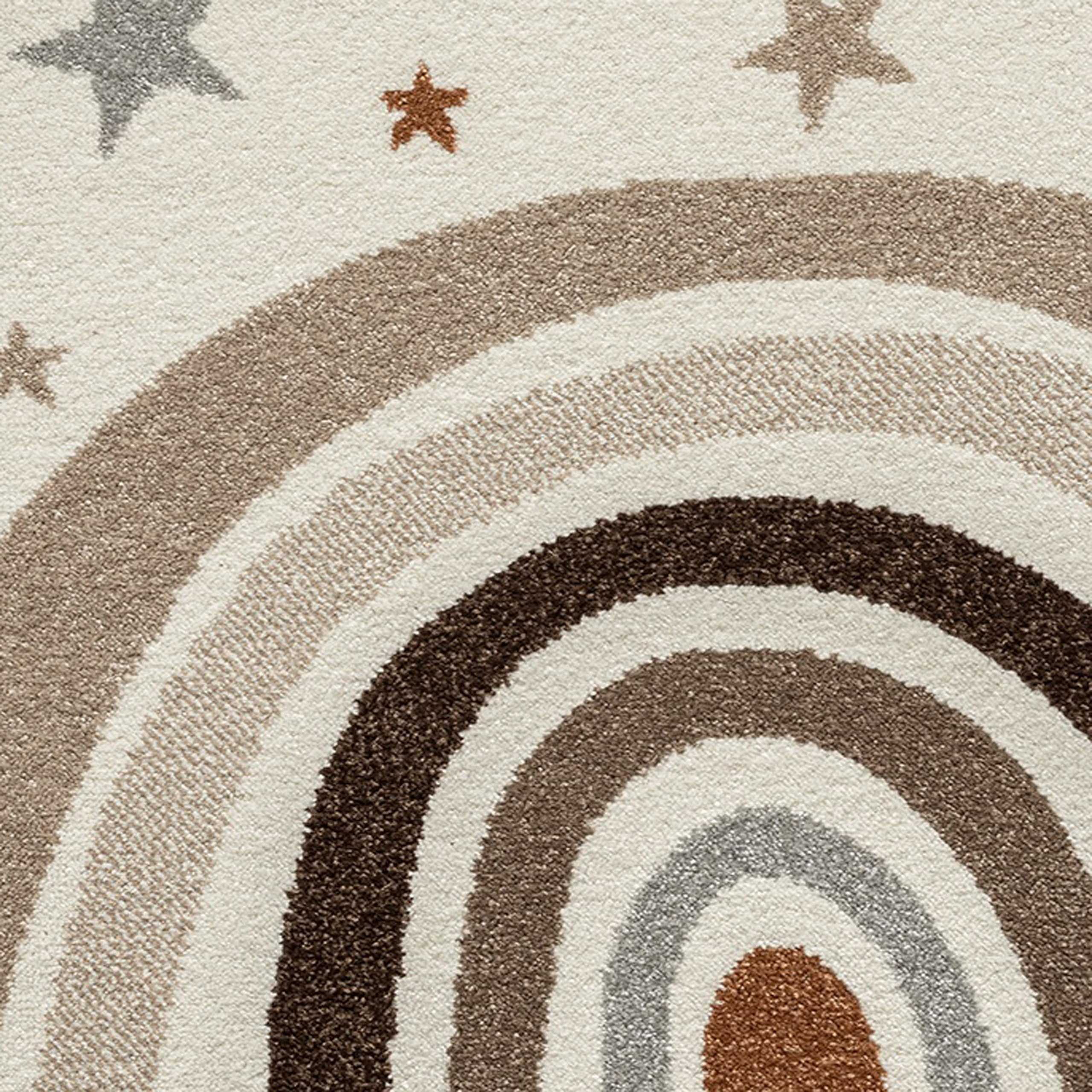Teppich-Traum Alfombra para habitación Infantil Sala de Juegos Easy-Care Rainbow Stars Bright Robust Cream, 140 x 200 cm