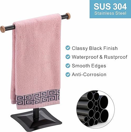 Miniatura 3 de ZCDCP Soporte para toallas de mano, toallero de acero inoxidable en forma de T para encimera de baño con SUS304 inoxidable, soporte de toalla de