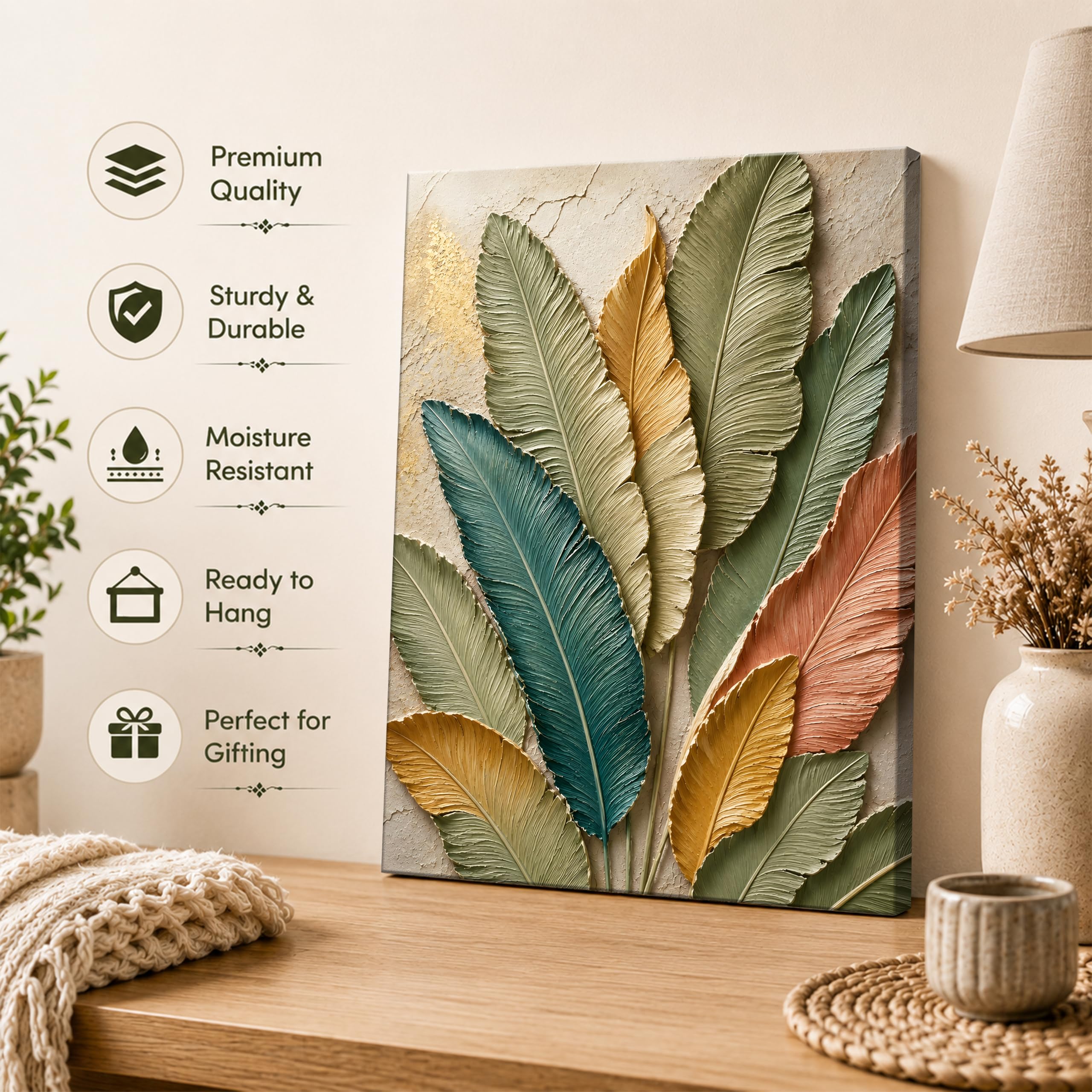 Textured Floral Canvas Art - Nature Wall Decor -7