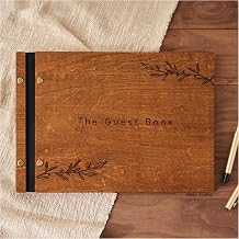 Wedding Guest Book for Wedding and Memorial Occasions by AspenStudio with Wood Cover Signing Book for Wedding, Memory Guest Book
