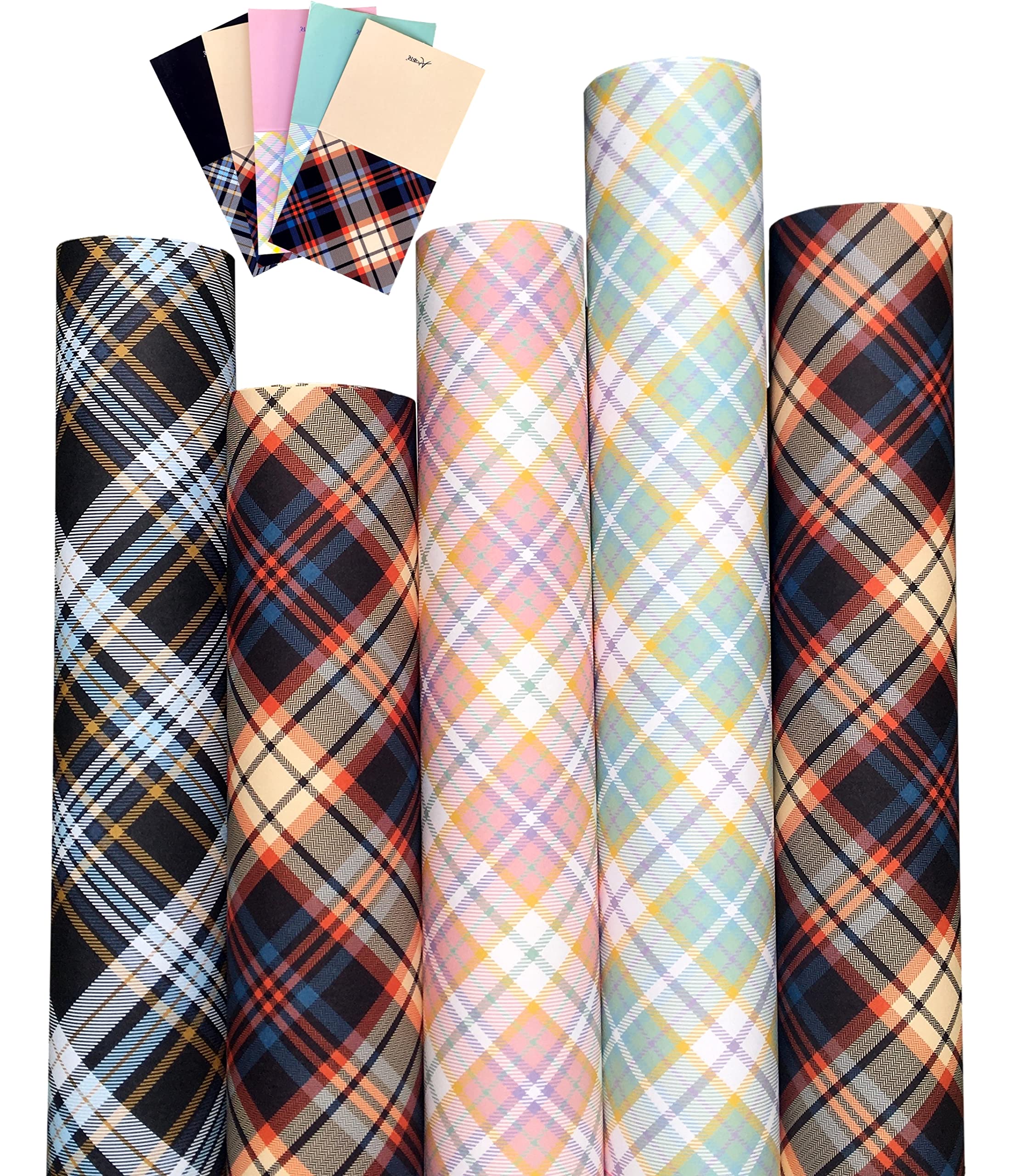 aakar, Pack Of 5, Gift Wrapping Paper Sheet, Gift Paper, Gift Wrap For Birthday - Checks With Gift Tags,Multicolor