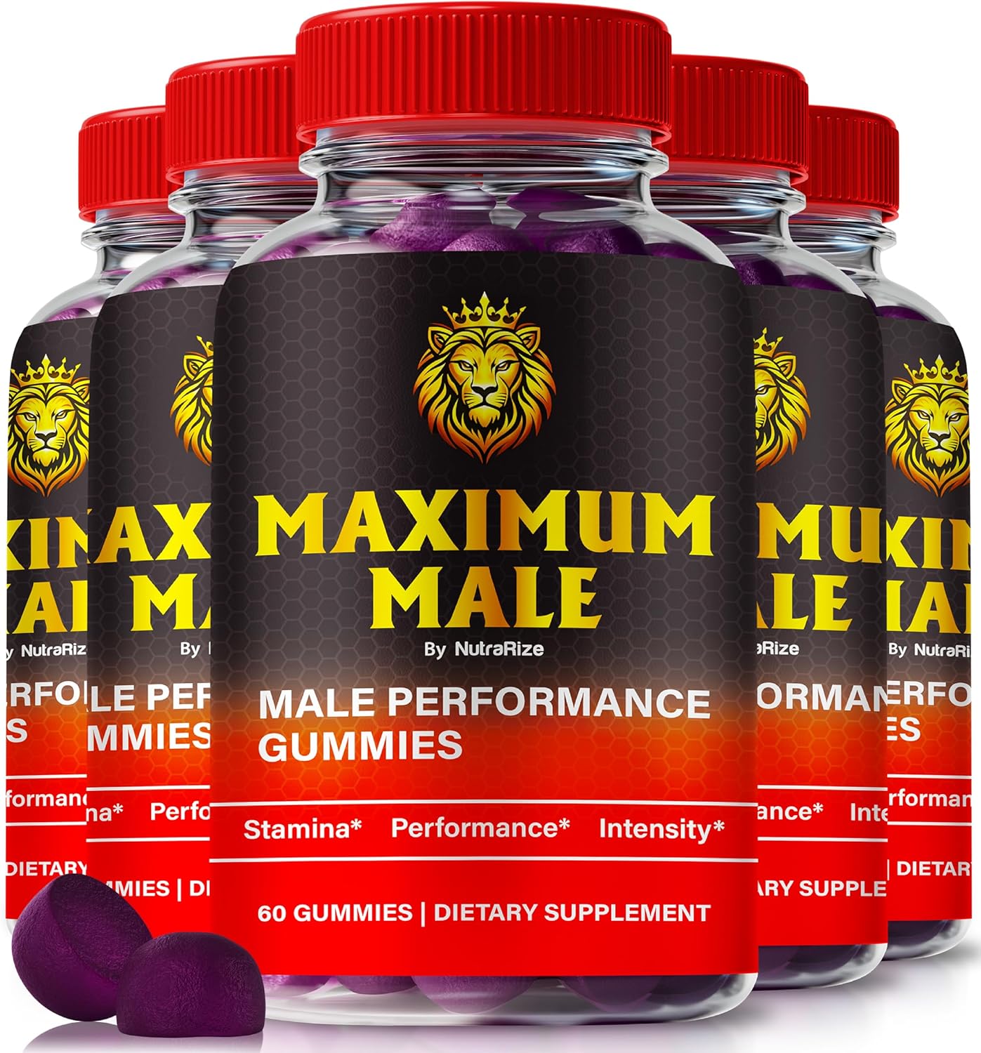 (5 Pack) Maximum Male Gummies – Official Daily Formula for Men with Premium Natural Blend to Help Support Energy, Stamina & Performance, Delicious Easy-To-Chew Gummy, MaximumMale Gomitas (300 Gummies)