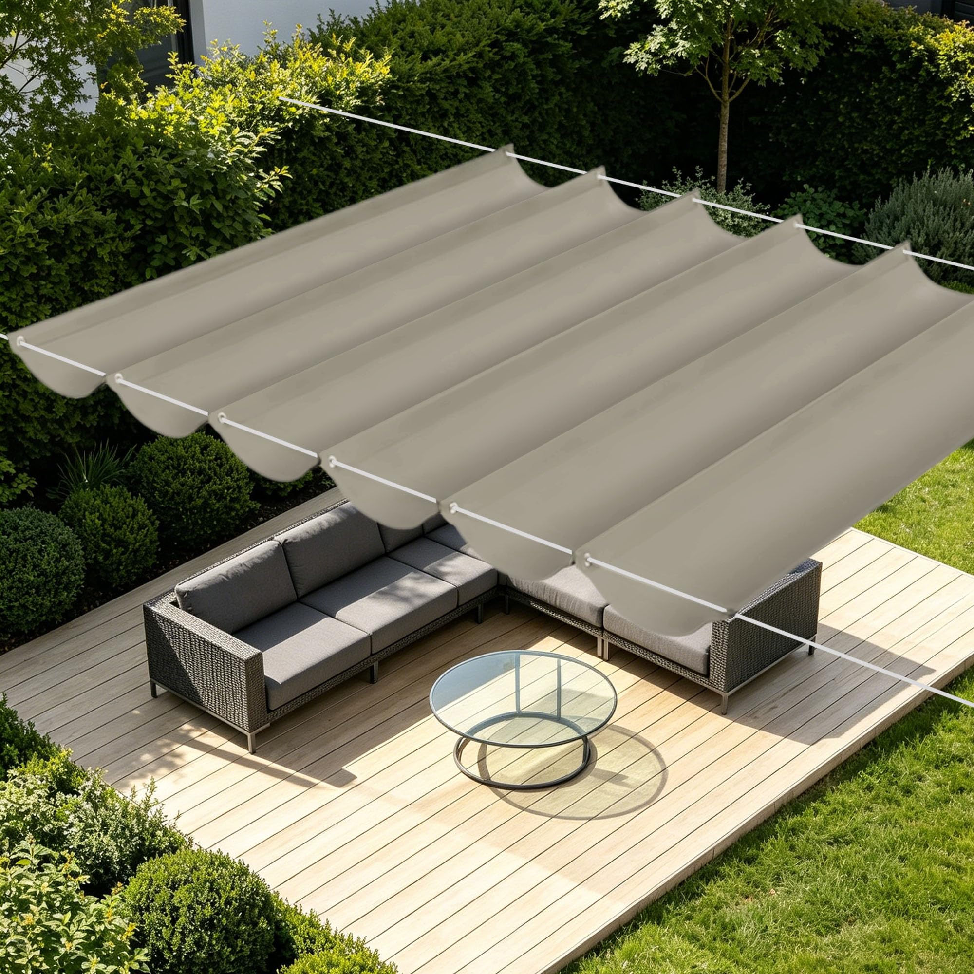 Voile ombrage rétractable résistant à l'eau 350x700 cm contre chaleur et pluie