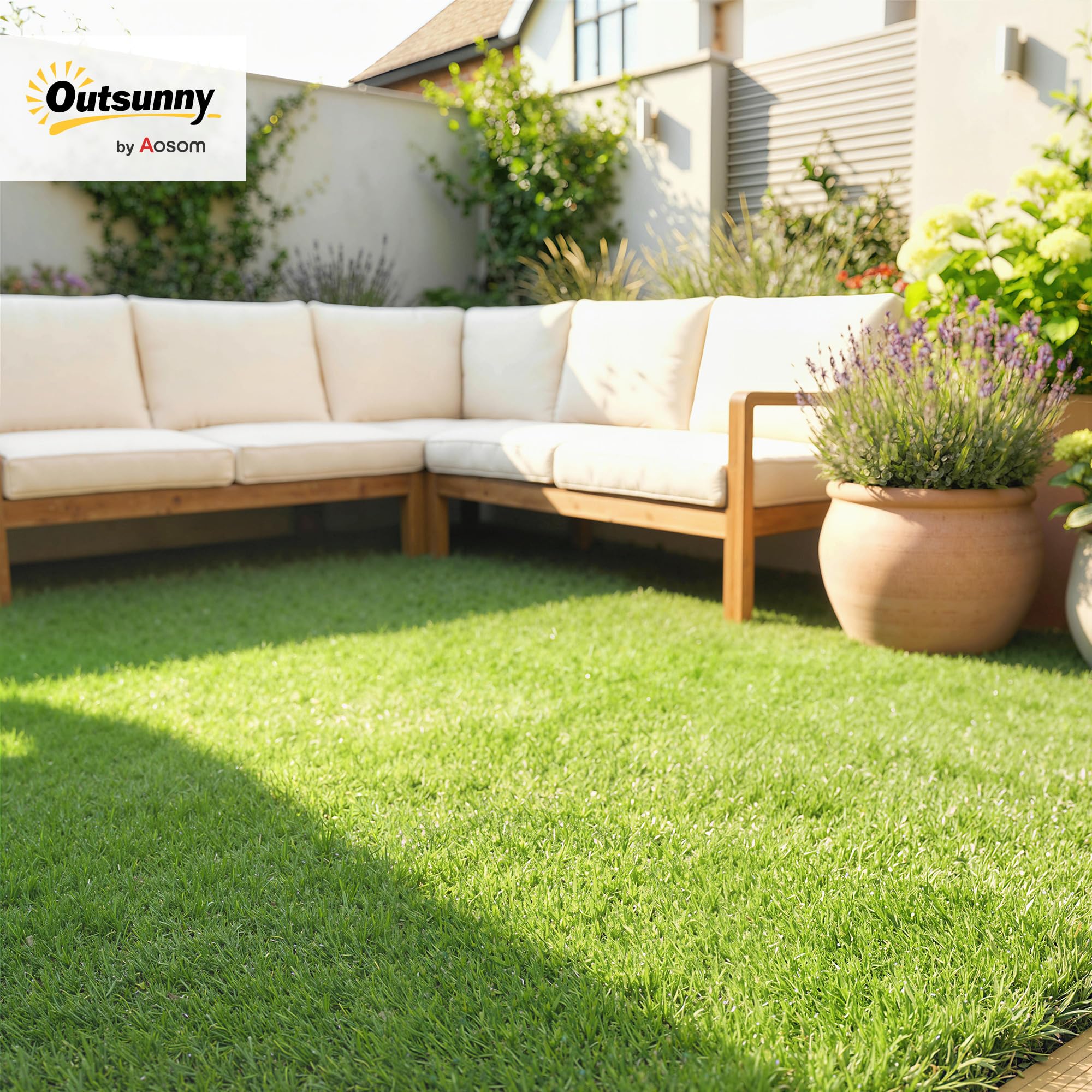 Outsunny Césped Artificial 1m x 4m, Alfombra Césped Artificial con Altura de Hierba 10 mm, Drenaje Automático, para Jardín, Terraza, Patio, Balcón, Interior y Exterior, Verde